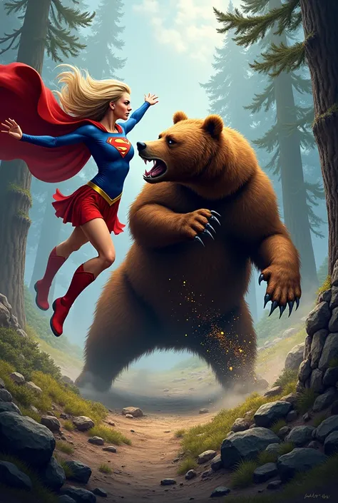 Supergirl Fights Brown Bear