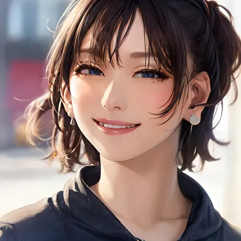 Highly detailed face, ((Open your eyes)), cute, Vibrant colors, Soft natural light, Bokeh effect. clothing(one piece)､(((ear))), Professional photography, Street Snapshots, Vibrant colors, (smile, Laughter),from the front