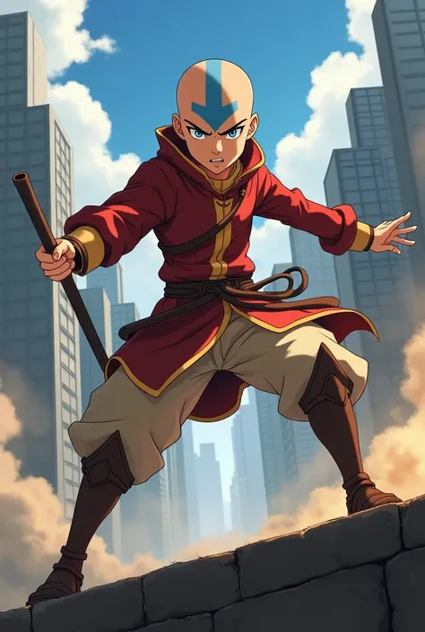 Best quality, Avatar Aang, On the wall, Attack on Titan, Anime, Eren uniform, Attack on Titan weapon, Attack on Titan bald city