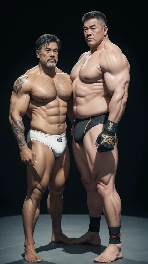 Middle age，the only person，male people，Muscle wrestler，musculous，Stout wrestler，Asian people，Uncles，Middle age 60，tall，Long legs，Short hair details，Short hair details，Wrestling Bootle Mannequin，Panorama characters，WWE ring，WWE American professional wrestli...