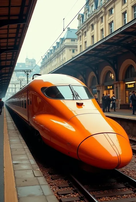 Orange TGV from the 80s at Dijon Ville station
