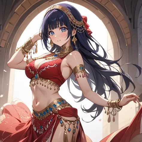 ((Highest quality)), ((masterpiece)), (detailed), （Perfect Face）、The woman is Reika Aoki with semi-long hair、A woman is dancing Turkish belly dance in a Turkish belly dance dress in Turkey