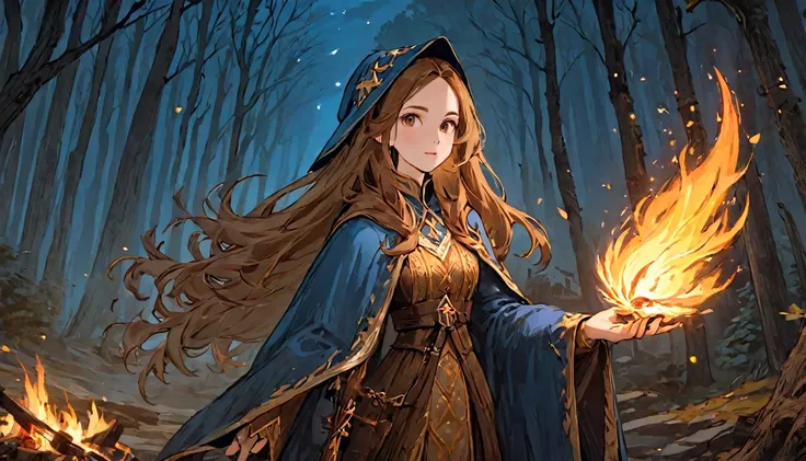 An beautiful wizard woman,full body, Game Art Style, (masterpiece), highest quality, High resolution, 4k, 8K, Detail view, intricate details, cinematic lighting, amazing quality, wizard,golden brown long hair, great shading, soft lighting, Face-to-face cam...