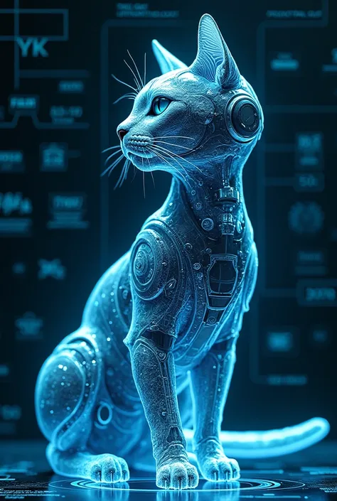 (masterpiece:1.2,Superior Quality,mirror-like,Cinematic Experience,Realistic:2.0,RAW Photos:2.0,Very detailed),8k,wallpaper,(Representing blueprints through holograms:3.0),(Cat standing up:2.0),Cat Cyborg,(Cat Cyborgの設計図:3.0),(Draw a back view:2.0),(Avant-...