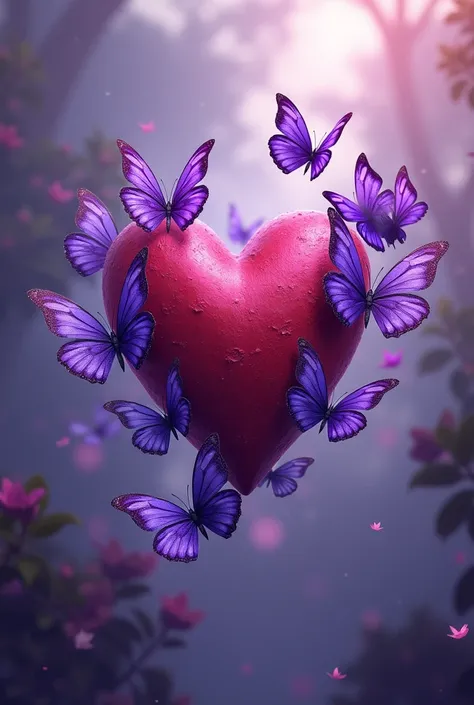 Heartbeat image with purple butterflies with letters lucy 
