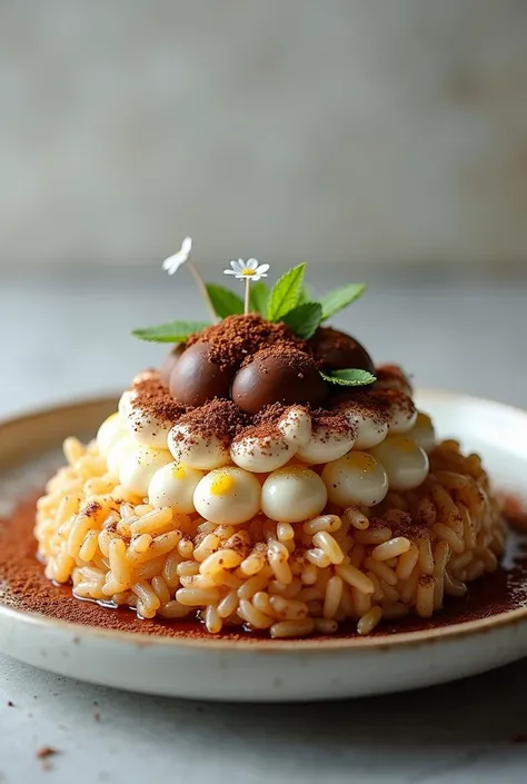 Sticky rice salad with chocolate filling