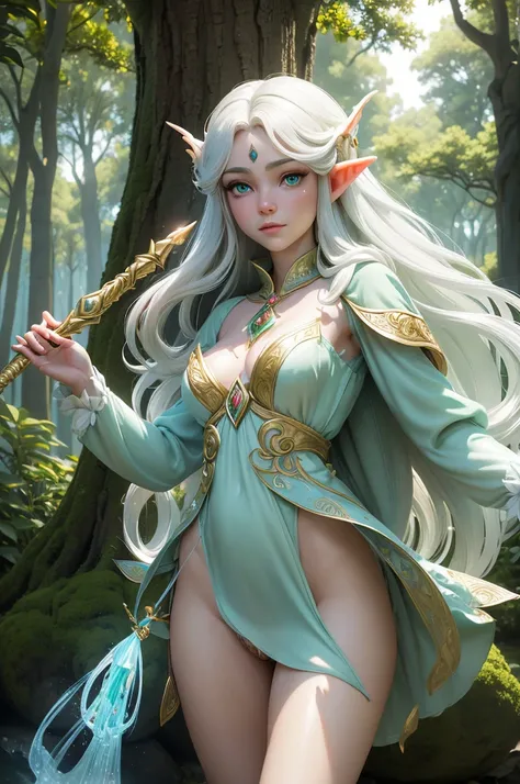 elfa

A beautiful elf with long flowing silver hair, piercing emerald eyes, and delicate pointed ears. She has a slender and graceful figure, dressed in a flowing ethereal miniskirt made of shimmering moonlight fabric. The miniskirt is adorned with intrica...