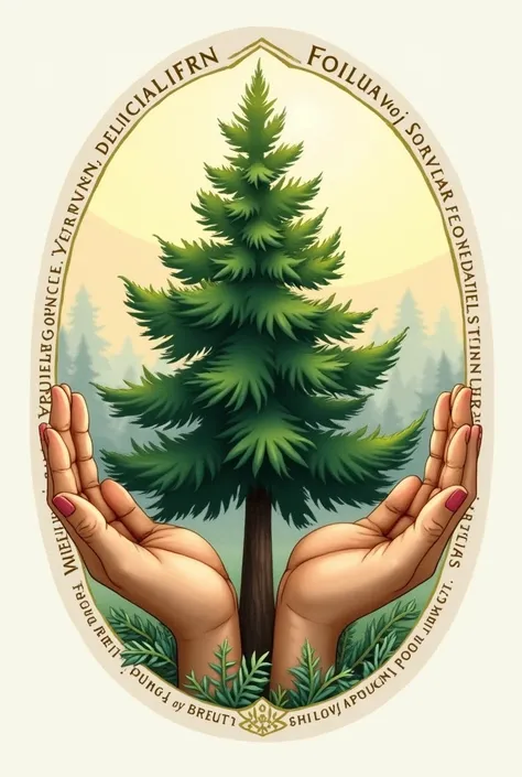 At the center of the class emblem，Carefully draw a tree that stands tall and straight、Lush fir tree。Around the fir trees，Cleverly integrated with the image of a pair of hands，Gently picking up scattered fir leaves or stroking the tree trunk。Color-wise，A co...