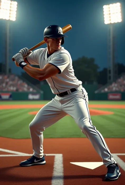 A 20-year-old baseball player is focused during his training.