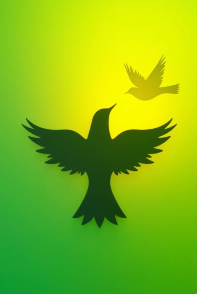 Make a green and yellow background with a silhouette of the word match written in it and have a bird silhouette in the background and keep the background plain.