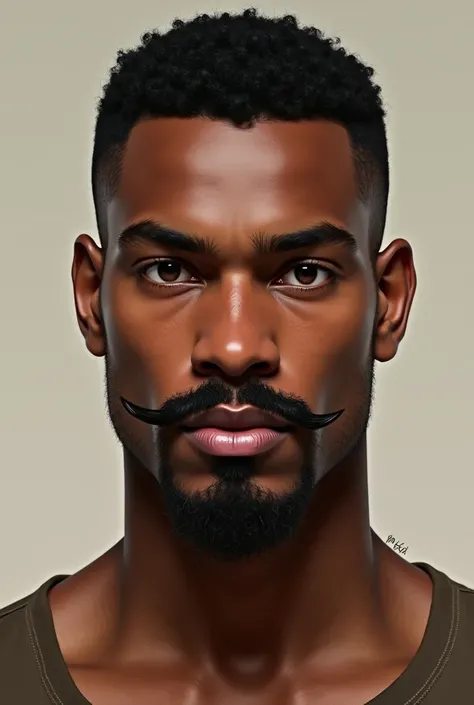 Draw me , my characters: tall, brown skin, brown eyes, a cut hair black, whit a mustache black, Brasilian nationality 