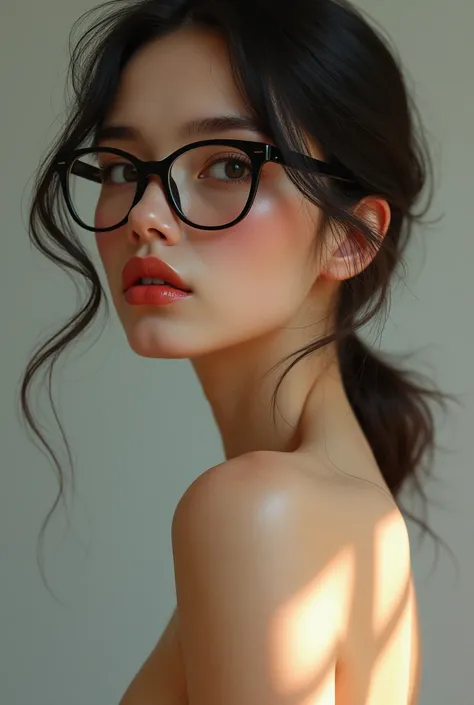 Nude woman with glasses 