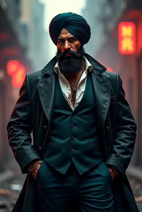 A musculare turban sikh guy in gangster look