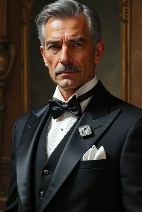 Elegant gentleman with diamonds in drawing