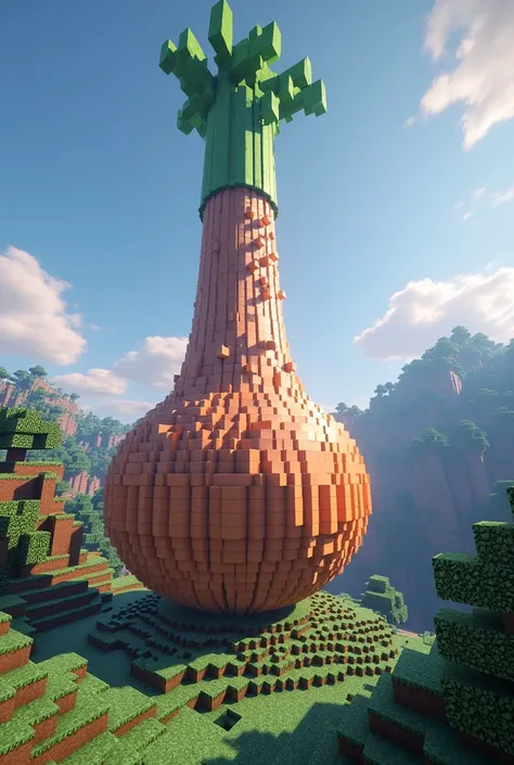 Create a long onion in Minecraft art 