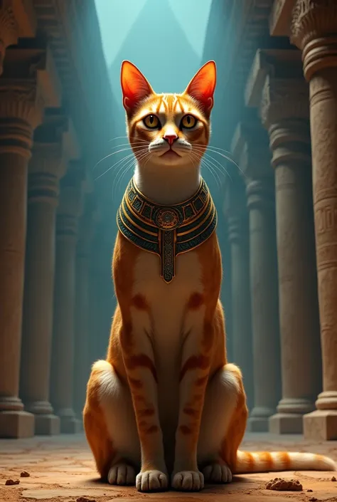 Egyptian cat ,real, standing on his feet , raising his hands up , looking at the camera