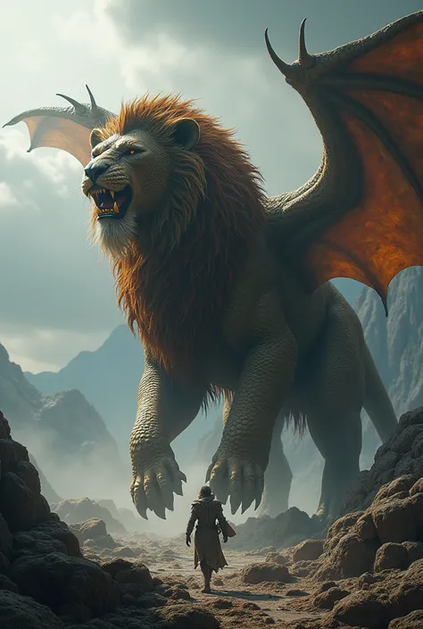 a creature, half lion and half dragon