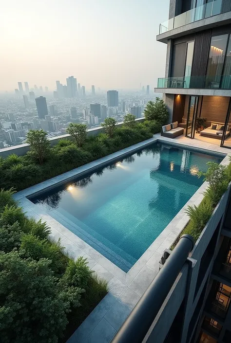 small swimming pool for top floor square