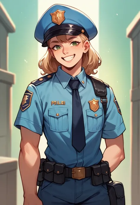 Smiling Colombian policeman