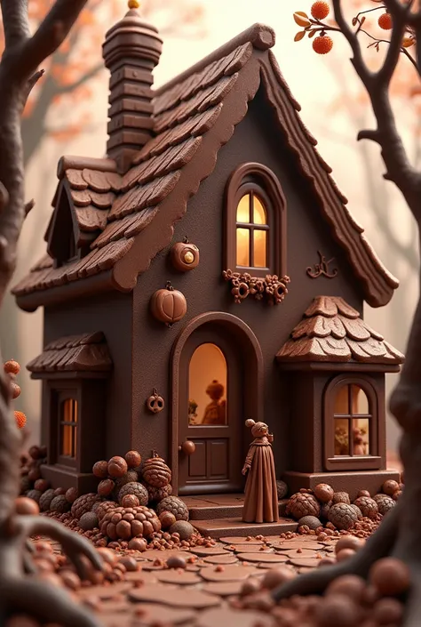 absurderes, high resolution, ultra detaild, HDR, Masterpiece artwork, best qualityer, ultra realisitic, house made of chocolate.