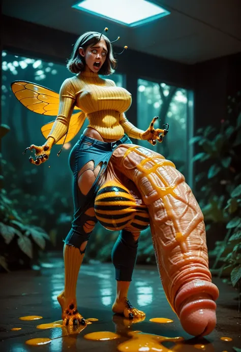 Hope Pym [Marvel’s The Wasp], beginning to undergo a cursed transformation, NSFW transformation, wasp monster transformation, rule 34 transformation art, huge futa cock, 8 foot penis, enormous penis, humongous ribbed penis, Hope Pym [Marvel Character] Futa...