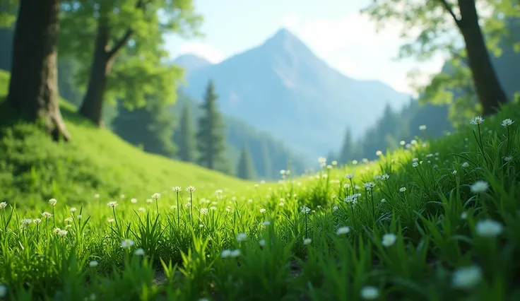 There is a kind of grass under the laurel forest on the mountain，Shaped like chives but with green flowers（best quality，4K，8k，High level，masterpiece：1.2），Ultra Detailed，（lifelike，Photo real，Photo real：1.37），Realistic lighting，虚幻引擎4K壁纸，Summer Unreal Engine ...