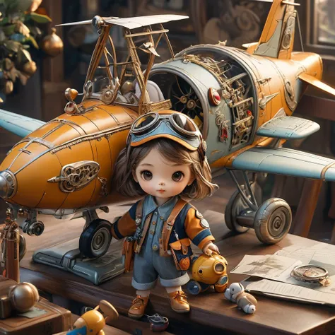 (masterpiece, Highest quality: 1.2),child，toy airplane,pilot，Fantasy,Disney Style（（充满Fantasy元素的杰作）））， （（Highest quality））， （（Intricate details））（8k）