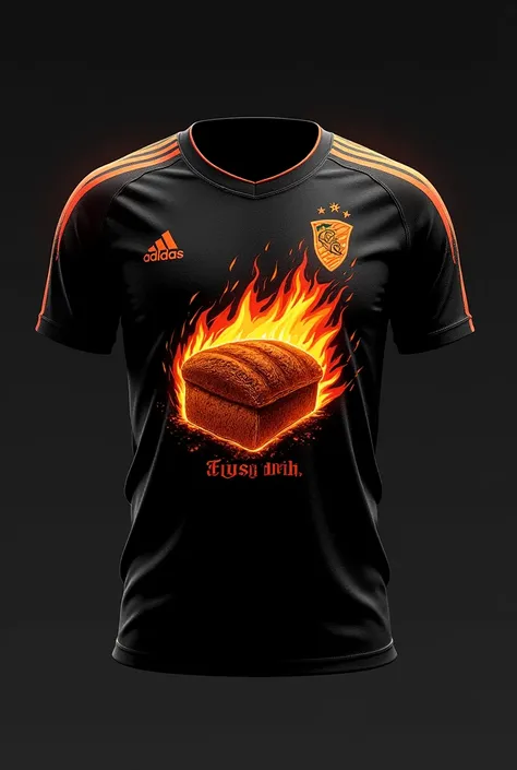 Interclass shirt Team name Torra-Torra FC With a loaf of bread on fire Black shirt