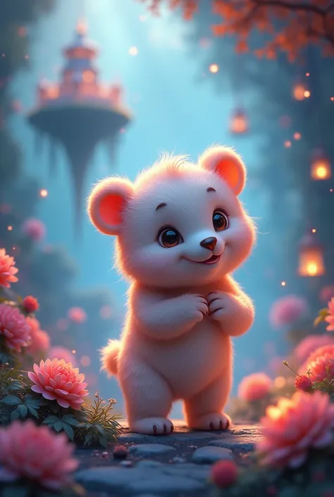 A little bear with a fantasy feel。A fantastic atmosphere。