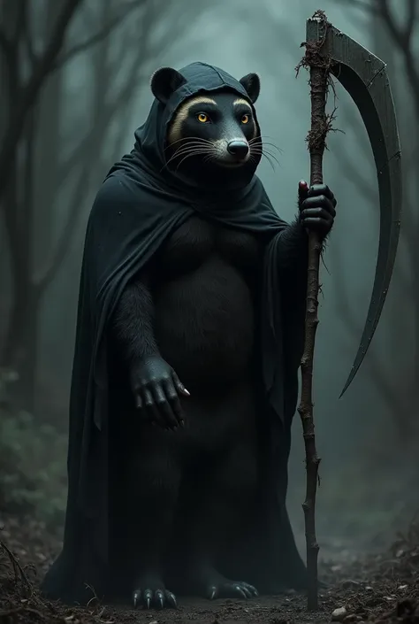 Ratel dressed as a grim reaper