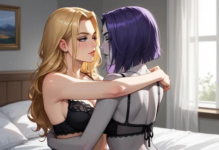 score_9, score_8_up, score_7_up, score_6_up, source_cartoon, adult women, yuri, couple, (2women), duo, break adult, (raven, grey...