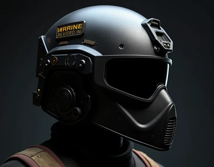 A highly detailed, photorealistic, 8K photograph of a custom-modified modern tactical kevlar helmet, studio lighting, hyperrealistic, masterful lighting and shading, cinematic composition, intricate textures, premium quality