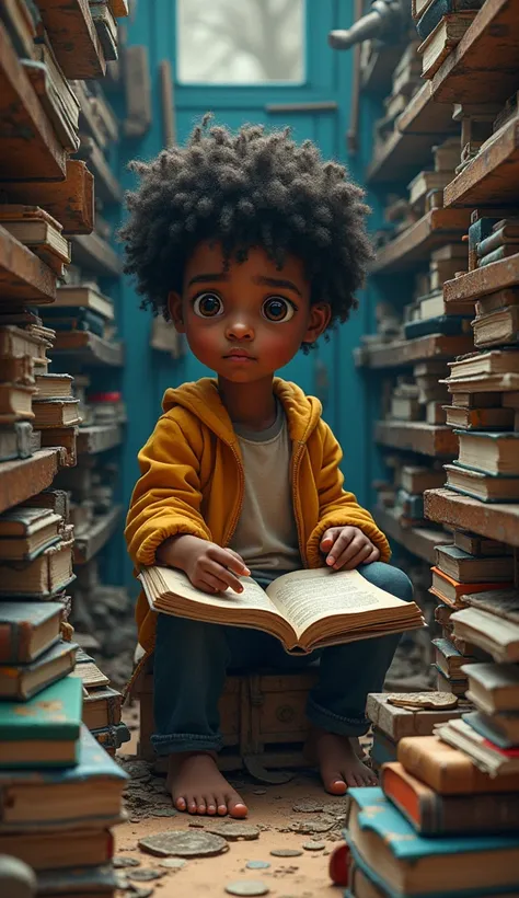 “A black teenager, slum dweller, with curly hair and a curious look, is surrounded by books, improvised technological tools and devices. He explores several areas of knowledge, from physics to music, in a small space full of creativity. Despite the difficu...