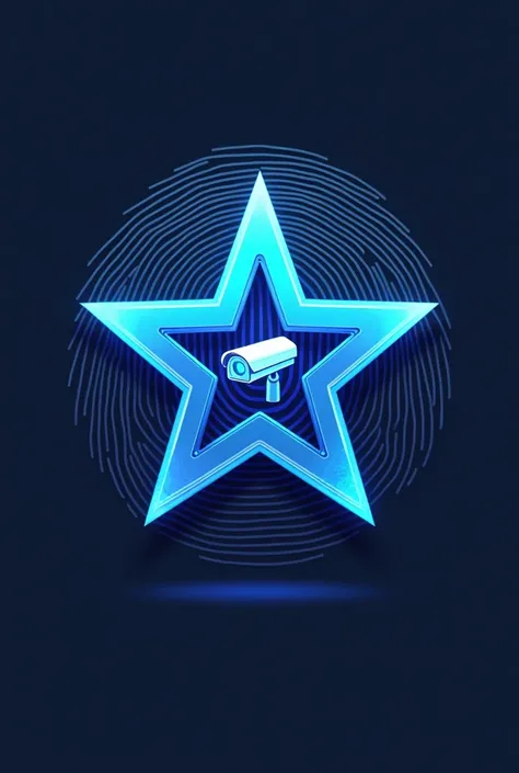 Logo of a star with a security camera built into the center and a fingerprint in the background, and 2d