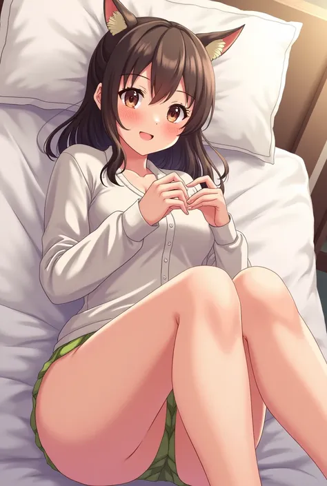 Cute anime girl spreading legs showing panty playing with her genitals