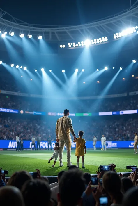 Cristiano Ronaldo performing at Chelsea&#39;s stadium with his family 