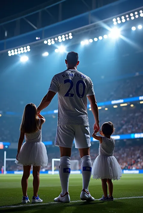 Cristiano Ronaldo performing at Chelsea&#39;s stadium with his family 