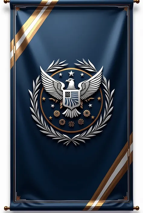 flag:

Flag Design Description:
Overall Shape: The flag is rectangular, with proportions of 3:2, ensuring that it’s visually balanced and suitable for both large displays and smaller representations.

Background Colors: The flag features a deep navy blue b...