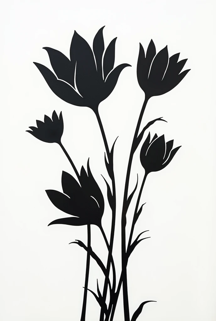 stencil of flowers black and white, simple, spray paint
