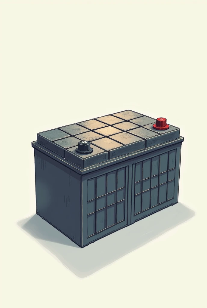 car battery in 2d seen from the front