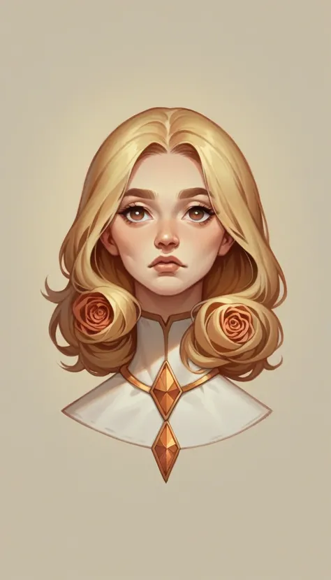 Comic style, Female, Human, young, Endomorphic build, Fair skin tone, Rose gold hair, Medium length, Simple hairstyle, Diamond face shape, Prominent eyes, Thin lips, Medium eyebrows, Soft arch shape, Small nose, Straight nose shape, dressed in high-tech cl...