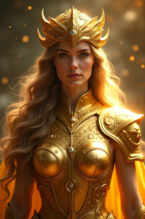 Woman with golden armor of Gemini