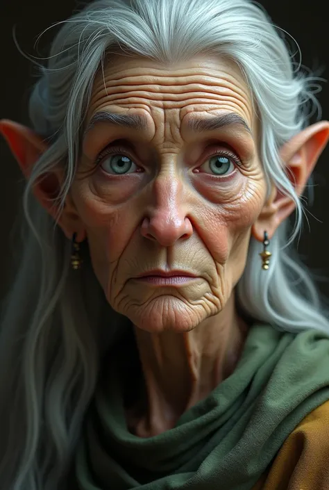 An elderly elf woman looking straight ahead Animated older woman
