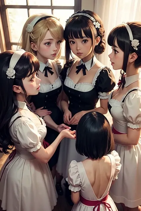 5 girls being together Maids anime