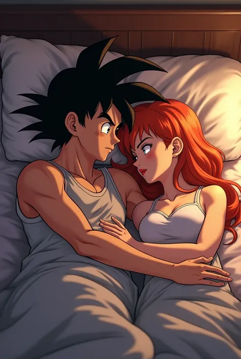 Goku with Bulma in bed (dragon ball)