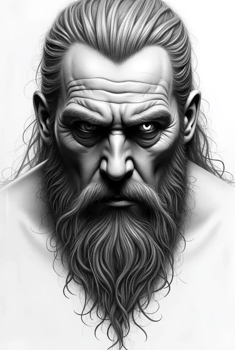 black and white drawing of odin&#39;s face without an eye