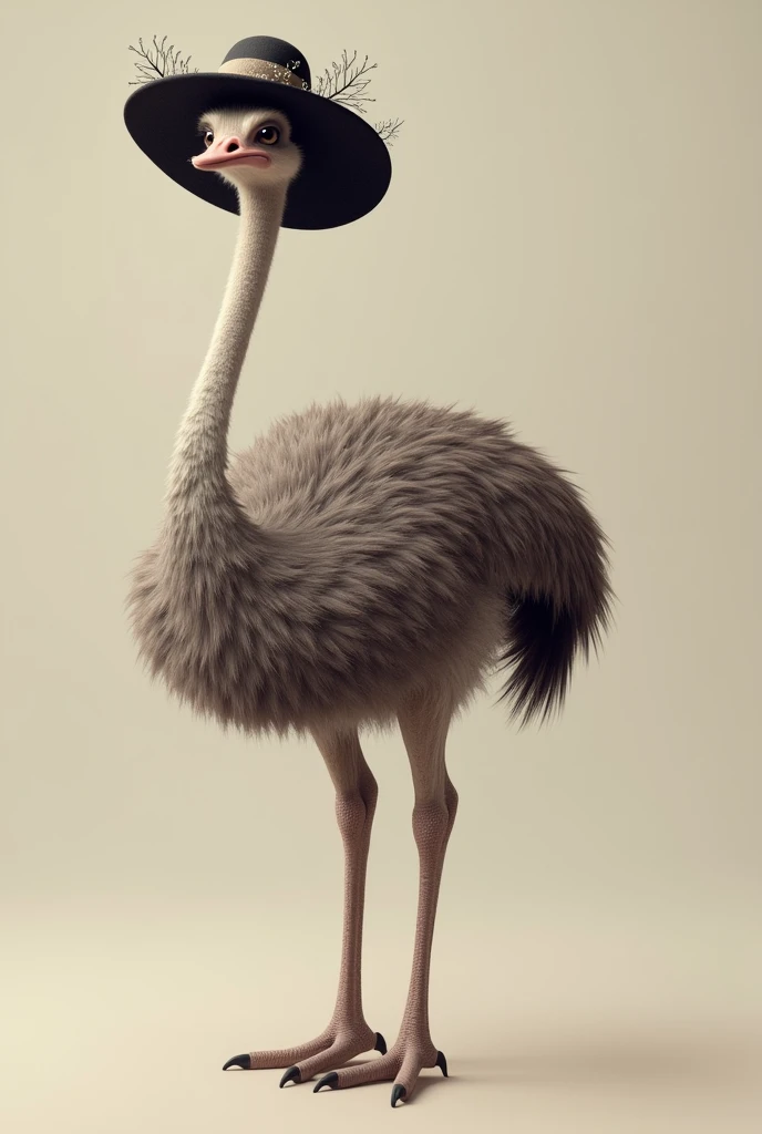 Ostrich with hat 


