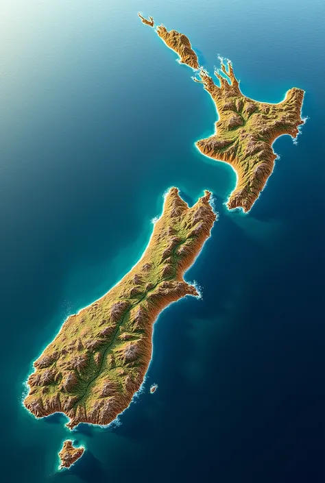 map of new zealand from google earth from sea level or ocean level 