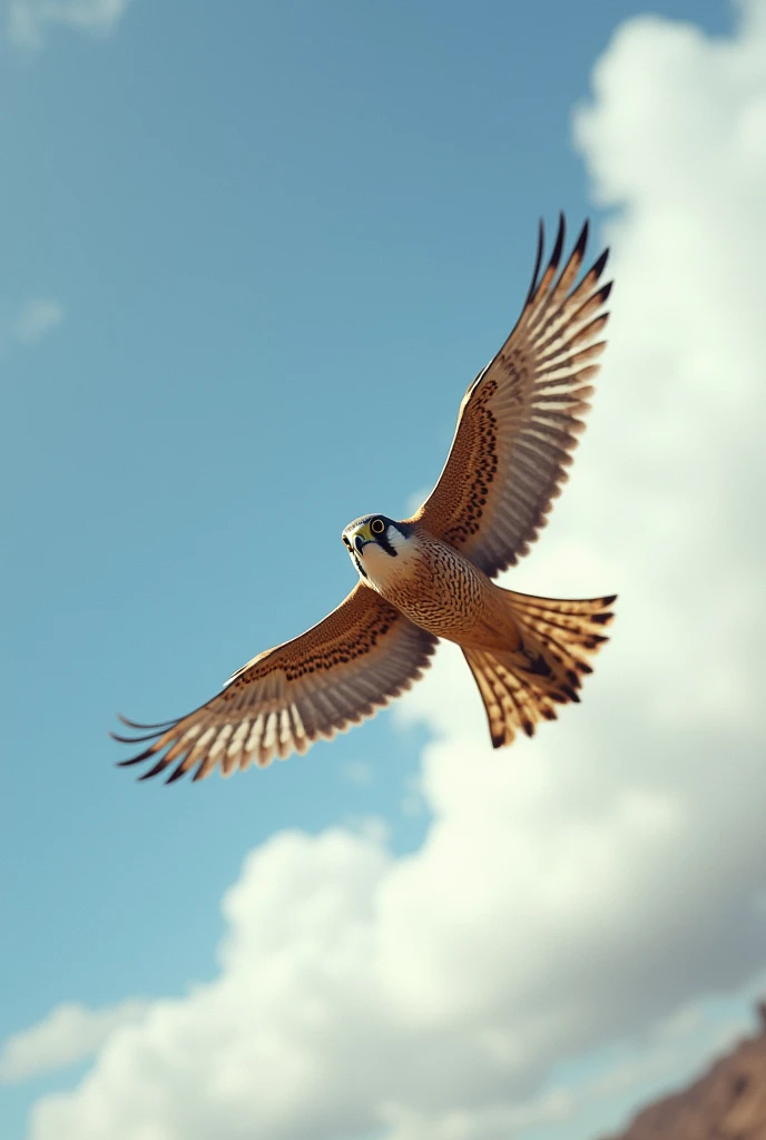 Show a kestrel, which is in a nosedive