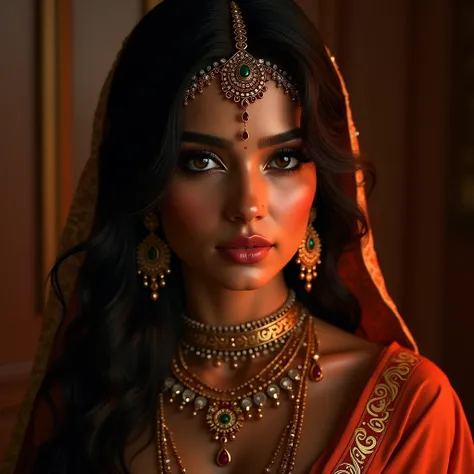 (best quality,4k,8k,highres,masterpiece:1.2),ultra-detailed,(realistic,photorealistic,photo-realistic:1.37),beautiful detailed eyes,beautiful detailed lips,extremely detailed eyes and face,longeyelashes,traditional indian hindu milf,busty,big boobies,seduc...